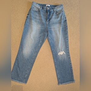 LOFT Straight Crop High-rise Curvy fit jeans medium wash women's Size 8